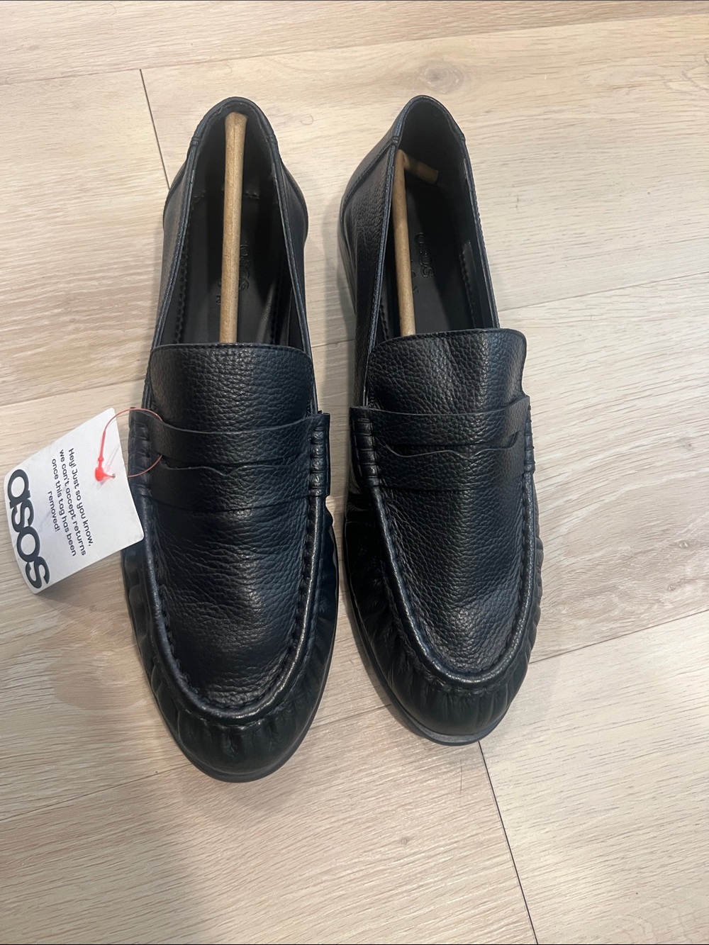 ASOS Black Pebble-Grain Leather Penny Loafers